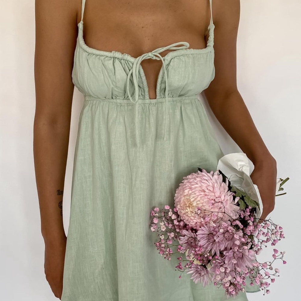 Sage Green Babydoll Mini Sun Dress Princess Polly Worn Once Size 6 Bohemian